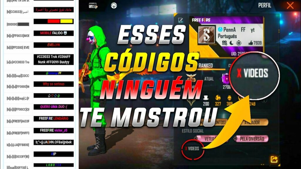 CÓDIGOS E LETRAS PERSONALIZADAS PARA SUA BIO NO FREE FIRE 2021